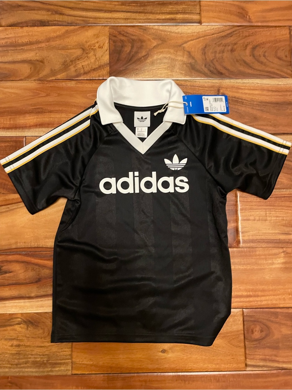 adidas Kids' Black Retro Logo Polo Shirt NEW size 7